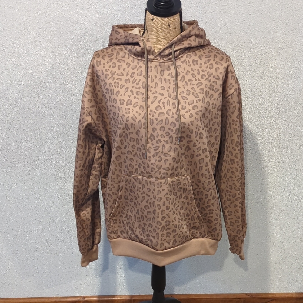 Leopard Print Hoodie Size L